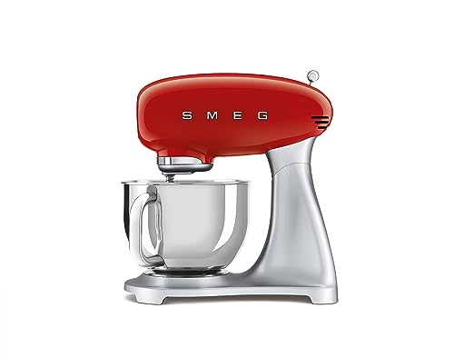 SMEG, SMF02RDEU Küchenmaschine, 10 Geschwindigkeitsstufen, Planetenrührwerk, Sicherheitsabschaltung, 2 Rührbesen, Kugelgriff aus Edelstahl, 800 W, Rot von Smeg