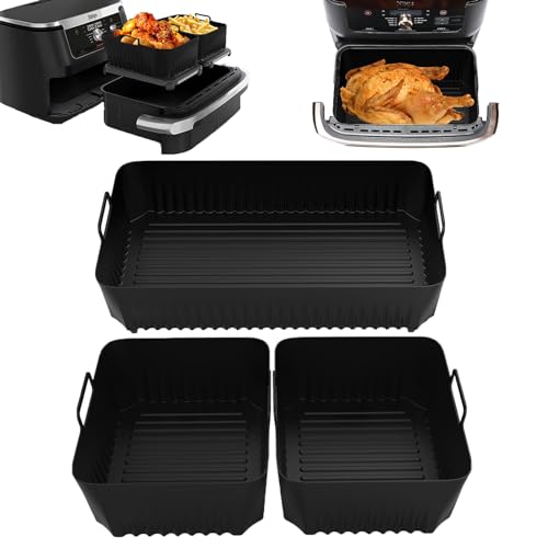 3Pcs Silikonform für Heißluftfritteuse, Airfryer Silikonform Zubehör für Ninja Foodi Flexdrawer AF500EU 10.4 L,Ninja Heißluftfritteuse AF500EU Zubehör, Ninja Airfryer Zubehör (1×10.4L, 2×5.2L) von Smgbway