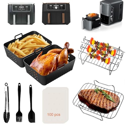 Heißluftfritteuse Zubehör, Airfryer Zubehör für Ninja Foodi AF400EU AF300EU, Ninja Heißluftfritteuse Silikonform Zubehör für Double Stack XL SL400EU,COSORI,Innsky,Princess,Tower 7,6L-9,5L Heißluftfritteuse Zubehör, Airfryer Zubehör für Ninja Foodi AF400EU AF300EU, Ninja Heißluftfritteuse Silikonform Zubehör für Double Stack XL SL400EU,COSORI,Innsky,Princess,Tower 7,6L-9,5L von Smgbway