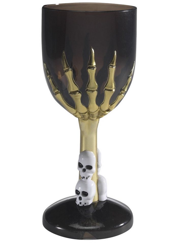 Smiffys Einweggeschirr-Set Schwarzer Totenkopf Kelch, Kunststoff, Tolle Tischdeko für Deine Halloween Party von Smiffys