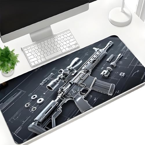 Cool Military Weapon Build Weapon Parts Display Large Gaming Mouse Pad,Military Weapon Parts Design XXL Gaming Mouse Pad for Laptop & Desktop Use for Table Decor (B) von Smilamo