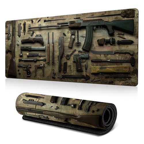Cool Military Weapon Build Weapon Parts Display Large Gaming Mouse Pad,Military Weapon Parts Design XXL Gaming Mouse Pad for Laptop & Desktop Use for Table Decor (E) von Smilamo