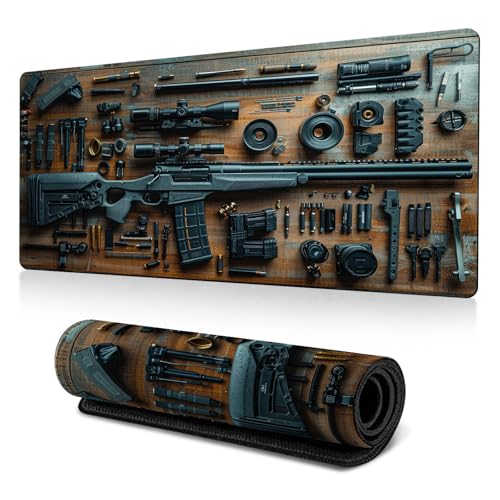 Cool Military Weapon Build Weapon Parts Display Large Gaming Mouse Pad,Military Weapon Parts Design XXL Gaming Mouse Pad for Laptop & Desktop Use for Table Decor (F) von Smilamo