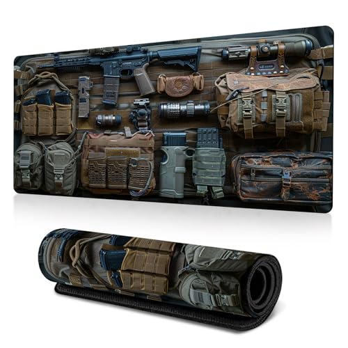 Cool Military Weapon Build Weapon Parts Display Large Gaming Mouse Pad,Military Weapon Parts Design XXL Gaming Mouse Pad for Laptop & Desktop Use for Table Decor (H) von Smilamo