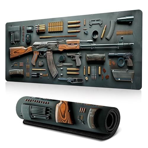 Cool Military Weapon Build Weapon Parts Display Large Gaming Mouse Pad,Military Weapon Parts Design XXL Gaming Mouse Pad for Laptop & Desktop Use for Table Decor (J) von Smilamo