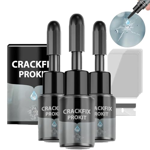Crackfix Pro Kit,Windshield Crack Repair Kit,Glass Repair Liquid for Cracks,Chips and Cracks Car Glass Repair Kits,Tocet Rid of Cracks and Chips, Repair Fluid Quick Fix (3pcs, One size fits all) von Smilamo
