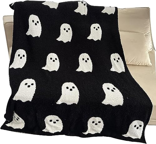 Halloween Viral Pink Ghost Blanket, Viral Pink Ghost Blanket, Flannel Reversible Super Soft for All Seasons Blankets, Cute Ghost Pumpkin Pink Blanket(59.1x78.7in, Double Sided Black) von Smilamo