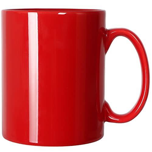 Smilatte 600ml Extra große Keramik Kaffeetasse, M017 Classic Porzellan Boss Super Gross Tasse Big Teetasse mit Griff für Büro und Zuhause, Rot von Smilatte