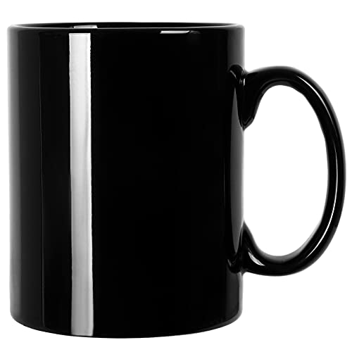 Smilatte 600ml Extra große Keramik Kaffeetasse, M017 Classic Porzellan Boss Super Gross Tasse Big Teetasse mit Griff für Büro und Zuhause, Schwarz von Smilatte