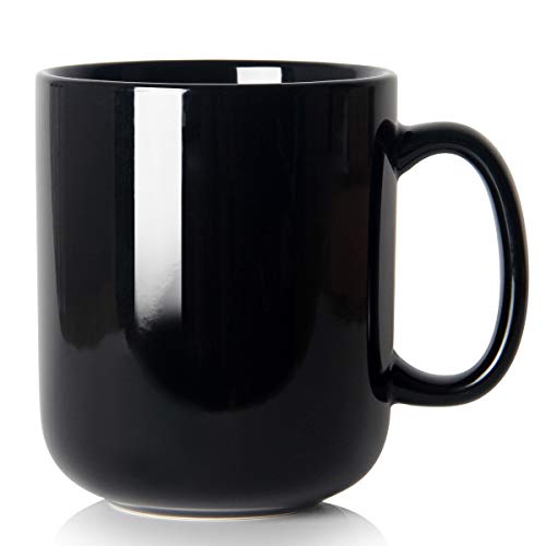 Smilatte 600ml groß Tasse, M016 einfache Keramik Porzellan Boss Kaffeetasse Becher mit Griff für Papa Männer, Schwarz von Smilatte