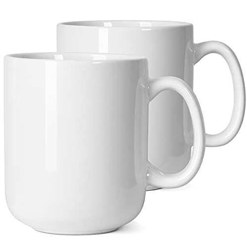 Smilatte 600 ml große Kaffeetasse tassen, M016 Plain porzellan Boss Big gross Teetasse becher mit Griff für Papa Männer, 2er-Set, Weiß von Smilatte