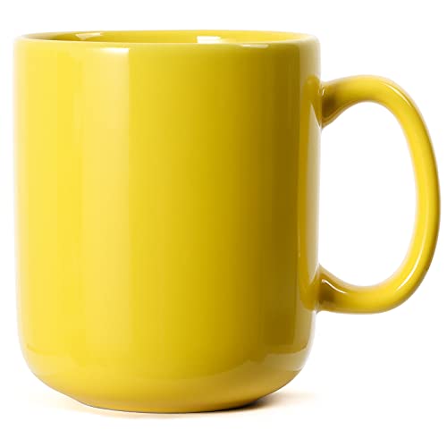 Smilatte 600ml groß Tasse, M016 einfache Keramik Porzellan Boss Kaffeetasse Becher mit Griff für Papa Männer, gelb von Smilatte