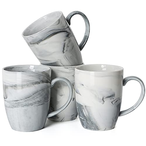 Einzigartige Kaffeetassen, Smilatte M067, Marmor-Keramiktasse für Zuhause und Büro, mikrowellengeeignet, 4 Stück, grau von Smilatte