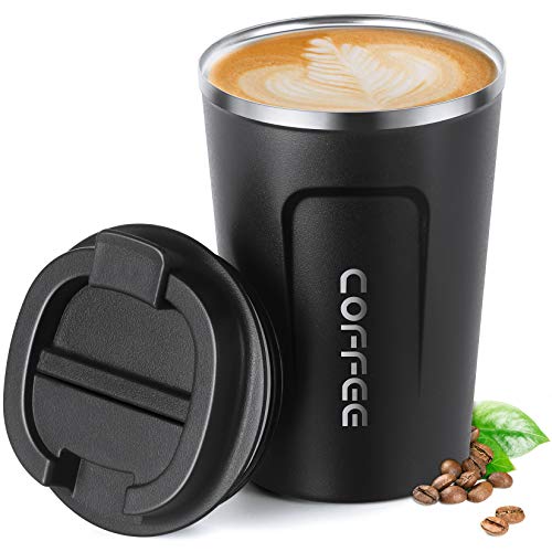 Smilatte 380 ml Trinkflasche Edelstahl, Auslaufsichere Thermobecher Thermosflaschen Kaffee to go Becher Tassen Kaffeebecher Wasserflasche mit Deckel, schwarz Smilatte 380 ml Trinkflasche Edelstahl, Auslaufsichere Thermobecher Thermosflaschen Kaffee to go Becher Tassen Kaffeebecher Wasserflasche mit Deckel, schwarz von Smilatte