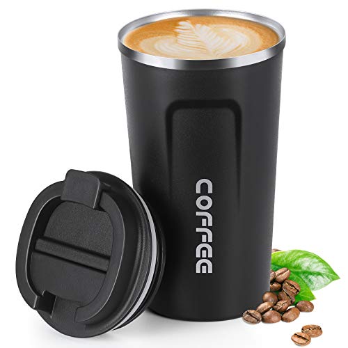 Smilatte 510 ml Trinkflasche Edelstahl, Auslaufsichere Thermobecher Thermosflaschen Kaffee to go Becher Tassen Kaffeebecher Wasserflasche mit Deckel, schwarz Smilatte 510 ml Trinkflasche Edelstahl, Auslaufsichere Thermobecher Thermosflaschen Kaffee to go Becher Tassen Kaffeebecher Wasserflasche mit Deckel, schwarz von Smilatte