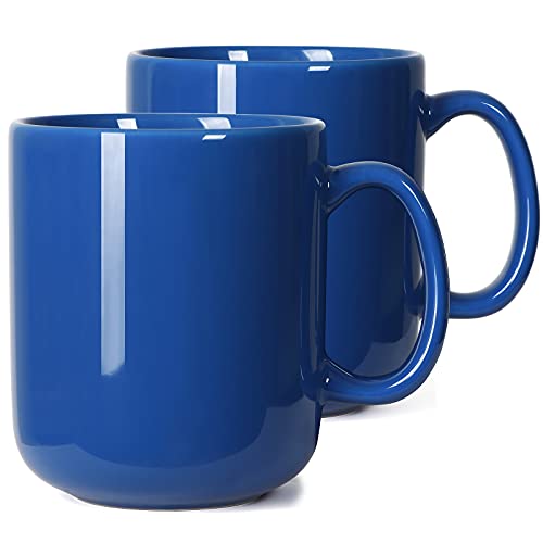 Smilatte 600 ml große Kaffeetasse tassen, M016 Plain porzellan Boss Big gross Teetasse becher mit Griff für Papa Männer, 2er-Set, Blau von Smilatte