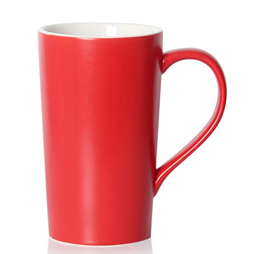 Smilatte M007 Kaffeetasse mit Henkel, 590 ml, groß, Keramik, Rot von Smilatte