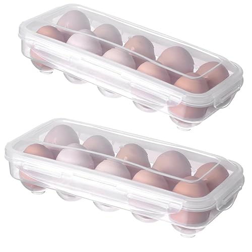 2 Stück Transparente Eierbox, Eierkarton aus Kunststoff, Eierbox 10 Eier, Aufbewahrungsbox für Eier aus Kunststoff, Kühlschrank-Ei-Plastikbehälter, Verwendet in Kühlschränken, Häusern, Küchen von Smilbaley