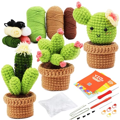 Smilbaley Häckeln Stricken für Anfänger Set, Häkeln Starter Kit, Kaktus Häkelset, Häkel-Starter-Kit für DIY, Ein Häkelstrickset geeignet für Anfänger und Erwachsene von Smilbaley