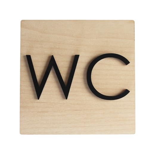 Smile BB Holzschild Badezimmer/WC/WC mit mattschwarzen Methacrylat-Buchstaben, einfache Installation mit Klebeband Smile BB Holzschild Badezimmer/WC/WC mit mattschwarzen Methacrylat-Buchstaben, einfache Installation mit Klebeband von Smile BB
