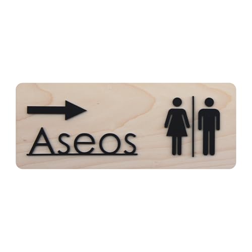 Smile BB Toilettenschild für Damen und Herren, rechteckig, Badschild aus Holz und Plexiglas für glatte oder raue Oberflächen mit Pfeil nach rechts Smile BB Toilettenschild für Damen und Herren, rechteckig, Badschild aus Holz und Plexiglas für glatte oder raue Oberflächen mit Pfeil nach rechts von Smile BB
