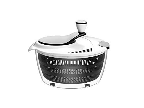 Smile mom Salatschleuder, groß, 4,2 Quart, Salatschleuder, Gemüse-Unterlegscheibe, mit drehbarem Griff, Smart Lock Deckel, kompakte Aufbewahrung und einfaches Abtropfen BPA-frei (schwarz) von Smile mom