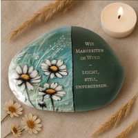 Gedenkstein Handbemalter Trauerstein, Grabschmuck, Andenken, Mit Margeriten Und Spruch Einzelstück von SmileArtworks