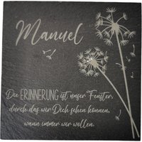 Gedenktafel Grabschmuck Erinnerungstafel Aus Schiefer 10x10cm Mit Liebevoller Beschriftung Nach Wunsch Personalsiert Pusteblume von SmileArtworks
