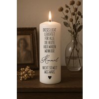 Trauerkerze "Dieses Licht Leuchtet Für Alle..." - Gedenkkerze Mit Herz & Spruch | Erinnerungskerze Verstorbene Handmade von SmileArtworks