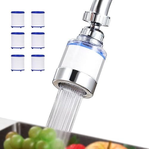 blitzel Wasserfilter PureStream Reines und sauberes Wasser 360° Wasserhahn Filter mit 6 PP-Baumwollpatronen – transparenter Wasserfilter für Küche, Bad & Spüle von Smileader