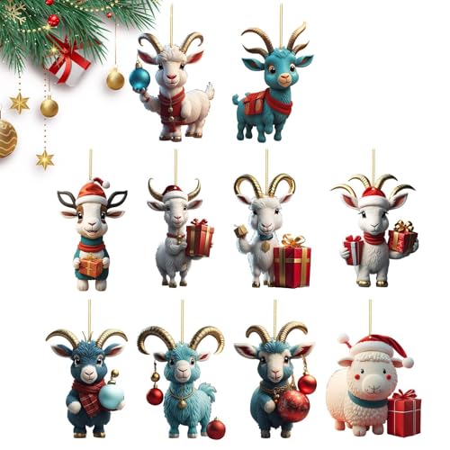 10-teiliges Set 2D Acryl Ziege Ornamente Weihnachten - 8 cm Ziege Weihnachtsschmuck, Ziege Weihnachtsbaumschmuck, 2D niedliche Ziege kleine Ornamente, Ziege Weihnachtsbaum Ornament, 10-teiliges Set 2D Acryl Ziege Ornamente Weihnachten - 8 cm Ziege Weihnachtsschmuck, Ziege Weihnachtsbaumschmuck, 2D niedliche Ziege kleine Ornamente, Ziege Weihnachtsbaum Ornament, von Smileshiney
