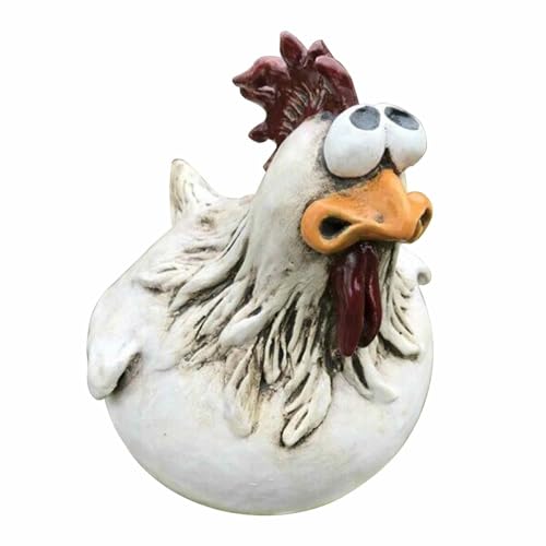 Huhn Deko Garten Kunstharz, Gartenstecker, Zaunhocker Figuren Wetterfest, Für Draußen, Terrassen Und Balkondekorationen (A) von Smileshiney