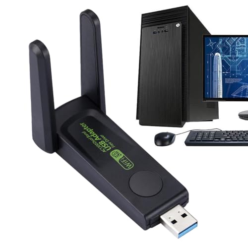 Smileshiney Drahtloser WiFi-Adapter, drahtloser Adapter für PC - High-Gain-WLAN-Adapter für Laptop 1300 Mbit/s,Doppelband-Wireless-Netzwerkkarten-Computer-WiFi-Empfänger von Smileshiney