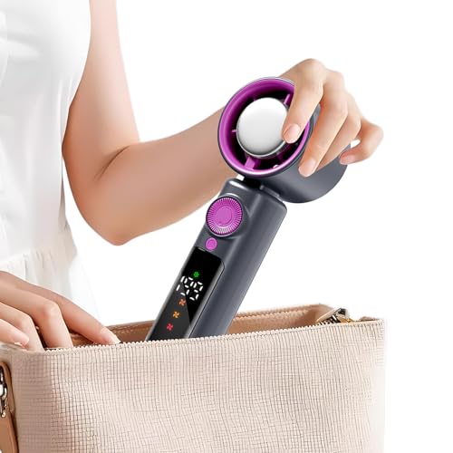 Smileshiney Tragbarer Ventilator - Persönliches Turbinen-Kühlgerät - 1-199 Geschwindigkeitsstufen mit LED Anzeige wiederaufladbar handlich mit Nachtlicht für Reisen Baustellen und Camping für Damen von Smileshiney