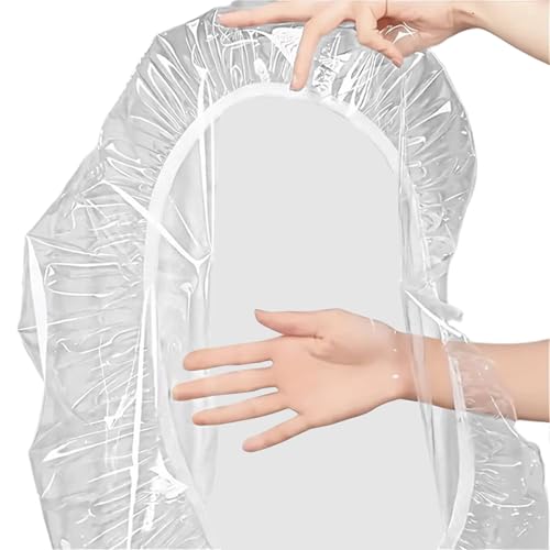 Transparenter Tischschutz, runde PVC-Tischdecke, wasserdicht, ölbeständig, wetterfest, mit elastischem Band, für Terrasse, Garten, Bankett, Halle von Smileshiney