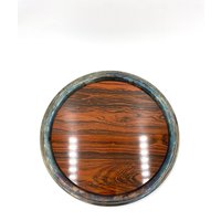 Vintage Faux Holz Resopal Silber Runde Serviertablett Barware Sheffield Silber von SmileyFinds1