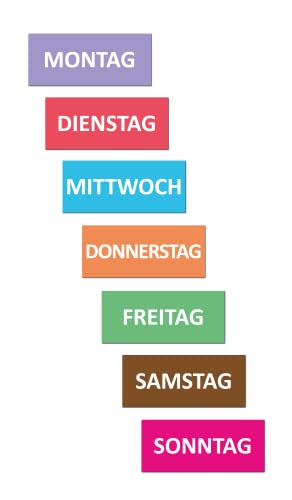 SMILEYBOARD Magnetische Wochentage – 7-teiliges Set (10 x 4 cm) von Montag bis Sonntag – ideal für Wochenplaner & Aufgabenplaner von Smileyboard