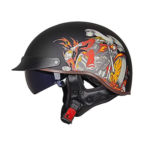 Motorrad Halbhelme Brain-Cap · Halbschale Jet-Helm Roller-Helm Halbschalenhelm mit ECE-Zertifizierung Scooter-Helm Mofa-Helm Retro Motorrad Half Helm mit Built-in Visier für Cruiser Chopper Biker Motorrad Halbhelme Brain-Cap · Halbschale Jet-Helm Roller-Helm Halbschalenhelm mit ECE-Zertifizierung Scooter-Helm Mofa-Helm Retro Motorrad Half Helm mit Built-in Visier für Cruiser Chopper Biker von Smilfree