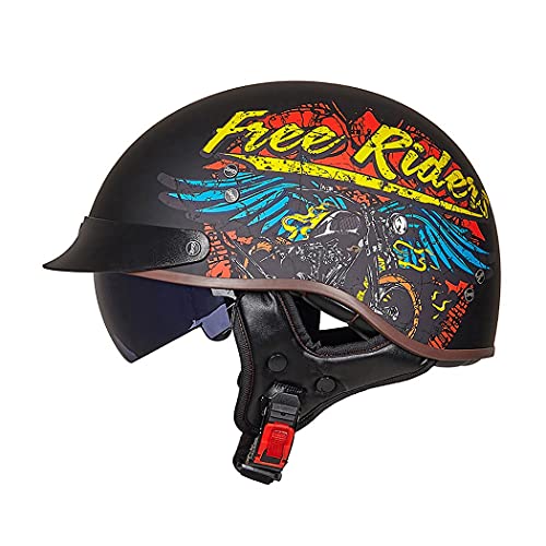 Motorrad Halbhelme Brain-Cap · Halbschale Jet-Helm Roller-Helm Halbschalenhelm mit ECE-Zertifizierung Scooter-Helm Mofa-Helm Retro Motorrad Half Helm mit Built-in Visier für Cruiser Chopper Biker Motorrad Halbhelme Brain-Cap · Halbschale Jet-Helm Roller-Helm Halbschalenhelm mit ECE-Zertifizierung Scooter-Helm Mofa-Helm Retro Motorrad Half Helm mit Built-in Visier für Cruiser Chopper Biker von Smilfree