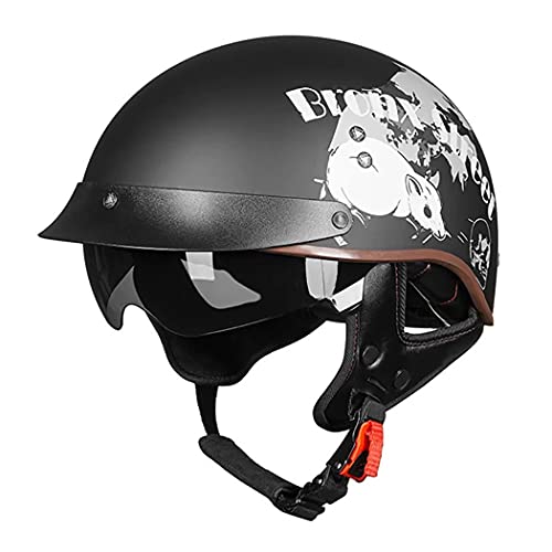 Motorrad Halbhelme Brain-Cap · Halbschale Jet-Helm Roller-Helm Halbschalenhelm mit ECE-Zertifizierung Scooter-Helm Mofa-Helm Retro Motorrad Half Helm mit Built-in Visier für Cruiser Chopper Biker Motorrad Halbhelme Brain-Cap · Halbschale Jet-Helm Roller-Helm Halbschalenhelm mit ECE-Zertifizierung Scooter-Helm Mofa-Helm Retro Motorrad Half Helm mit Built-in Visier für Cruiser Chopper Biker von Smilfree
