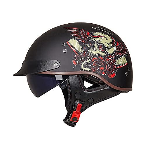 Motorrad Halbhelme Brain-Cap · Halbschale Jet-Helm Roller-Helm Halbschalenhelm mit ECE-Zertifizierung Scooter-Helm Mofa-Helm Retro Motorrad Half Helm mit Built-in Visier für Cruiser Chopper Biker Motorrad Halbhelme Brain-Cap · Halbschale Jet-Helm Roller-Helm Halbschalenhelm mit ECE-Zertifizierung Scooter-Helm Mofa-Helm Retro Motorrad Half Helm mit Built-in Visier für Cruiser Chopper Biker von Smilfree