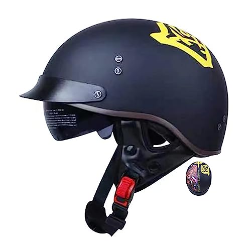 Motorrad Halbhelme Brain-Cap · Halbschale Jet-Helm Roller-Helm Halbschalenhelm mit ECE-Zertifizierung Scooter-Helm Mofa-Helm Retro Motorrad Half Helm mit Built-in Visier für Cruiser Chopper Biker Motorrad Halbhelme Brain-Cap · Halbschale Jet-Helm Roller-Helm Halbschalenhelm mit ECE-Zertifizierung Scooter-Helm Mofa-Helm Retro Motorrad Half Helm mit Built-in Visier für Cruiser Chopper Biker von Smilfree