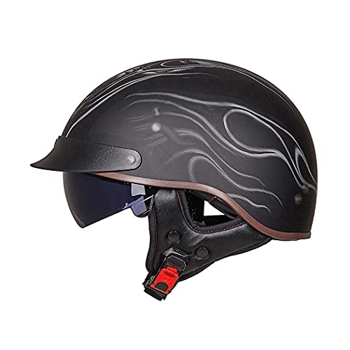 Motorrad Halbhelme Brain-Cap · Halbschale Jet-Helm Roller-Helm Halbschalenhelm mit ECE-Zertifizierung Scooter-Helm Mofa-Helm Retro Motorrad Half Helm mit Built-in Visier für Cruiser Chopper Biker Motorrad Halbhelme Brain-Cap · Halbschale Jet-Helm Roller-Helm Halbschalenhelm mit ECE-Zertifizierung Scooter-Helm Mofa-Helm Retro Motorrad Half Helm mit Built-in Visier für Cruiser Chopper Biker von Smilfree