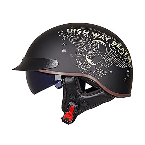 Motorrad Halbhelme Brain-Cap · Halbschale Jet-Helm Roller-Helm Halbschalenhelm mit ECE-Zertifizierung Scooter-Helm Mofa-Helm Retro Motorrad Half Helm mit Built-in Visier für Cruiser Chopper Biker Motorrad Halbhelme Brain-Cap · Halbschale Jet-Helm Roller-Helm Halbschalenhelm mit ECE-Zertifizierung Scooter-Helm Mofa-Helm Retro Motorrad Half Helm mit Built-in Visier für Cruiser Chopper Biker von Smilfree