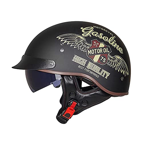 Motorrad Halbhelme Brain-Cap · Halbschale Jet-Helm Roller-Helm Halbschalenhelm mit ECE-Zertifizierung Scooter-Helm Mofa-Helm Retro Motorrad Half Helm mit Built-in Visier für Cruiser Chopper Biker Motorrad Halbhelme Brain-Cap · Halbschale Jet-Helm Roller-Helm Halbschalenhelm mit ECE-Zertifizierung Scooter-Helm Mofa-Helm Retro Motorrad Half Helm mit Built-in Visier für Cruiser Chopper Biker von Smilfree