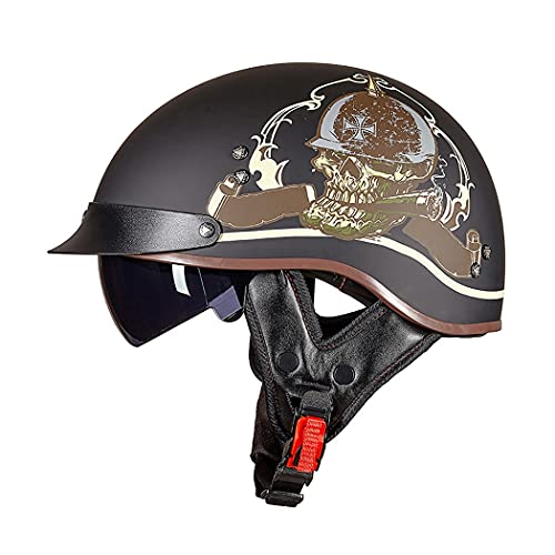 Motorrad Halbhelme Brain-Cap · Halbschale Jet-Helm Roller-Helm Halbschalenhelm mit ECE-Zertifizierung Scooter-Helm Mofa-Helm Retro Motorrad Half Helm mit Built-in Visier für Cruiser Chopper Biker Motorrad Halbhelme Brain-Cap · Halbschale Jet-Helm Roller-Helm Halbschalenhelm mit ECE-Zertifizierung Scooter-Helm Mofa-Helm Retro Motorrad Half Helm mit Built-in Visier für Cruiser Chopper Biker von Smilfree