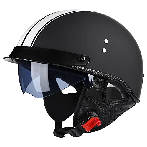 Smilfree Motorrad Halbhelme mit ECE Halbschalenhelm Jethelm Retro, Chopper Helm,Motorrad Helm, Scooter-Helm, Offenem Helm, Brain-Cap,mit Sonnenblende FüR Cruiser, Skateboard,Moped Helm Smilfree Motorrad Halbhelme mit ECE Halbschalenhelm Jethelm Retro, Chopper Helm,Motorrad Helm, Scooter-Helm, Offenem Helm, Brain-Cap,mit Sonnenblende FüR Cruiser, Skateboard,Moped Helm von Smilfree