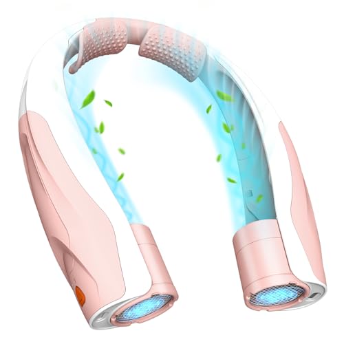 Smilfree Nackenventilator Ventilator Hals Tragbare Persönlicher: 6000 mAh Halsventilatoren Aufladbar Nacken Ventilator Halsventilator leise für Camping, Reisen, Büro (Rosa und Weiß) von Smilfree