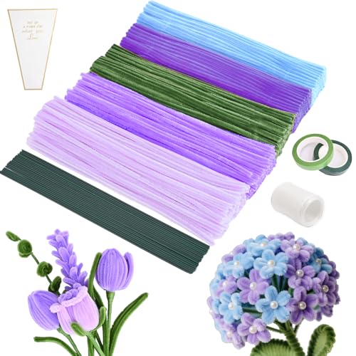 Pfeifenputzer zum Basteln Pfeifenreiniger Blumen Set: 500 Stück Pfeifenreiniger Blumen, DIY Pipe Cleaner Dekoration mit Blumendraht, Geschenk für Erwachsene & Bastelfreunde von Smilfree