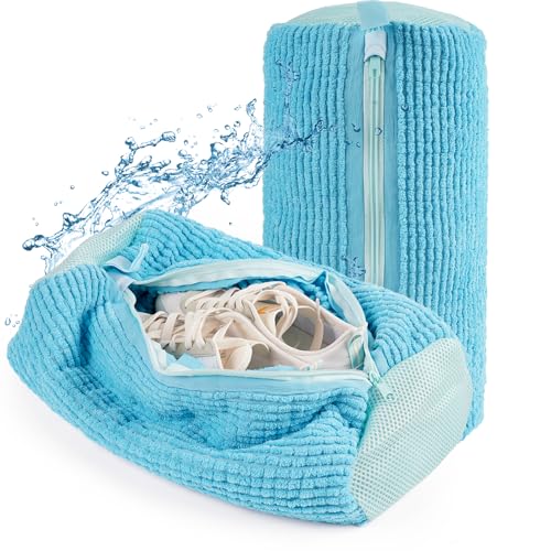 Smilfree Schuhwaschbeutel Waschmaschine Waschbeutel Schuhe: 2er Set Wiederverwendbar Schuhbeutel Waschmaschine 360° Schutz - Waschbeutel Wäschenetz für Schuhe Sneakers Sportschuhe (B#Blau) von Smilfree